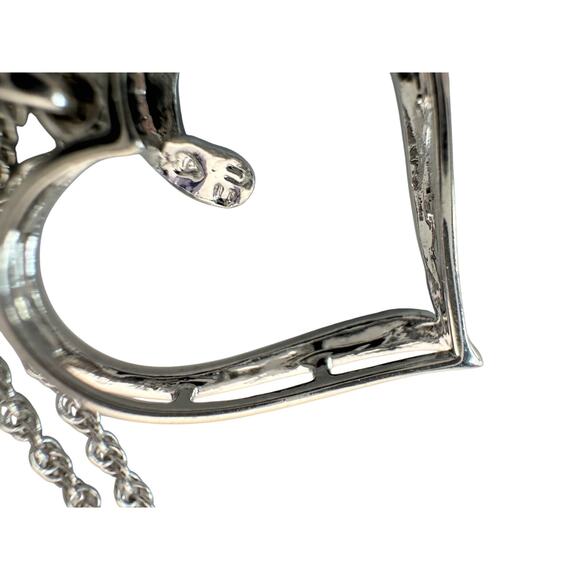 Heart Pendant with Diamond Accent - Rhodium Plated with 15" chain - Picture 9 of 12